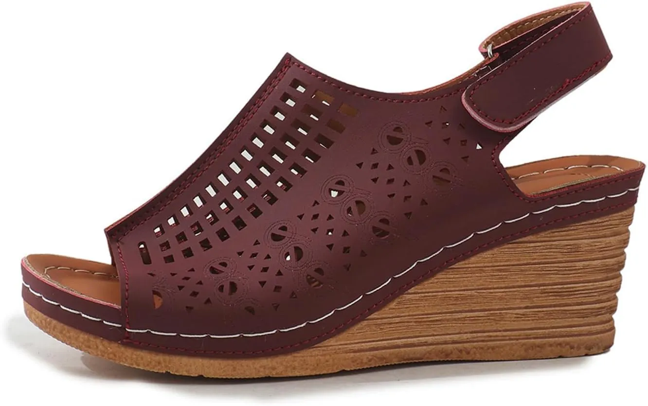 Womens Sandals Platform Wedge Sandals Perforated Slingback Sandal with Arch Support Open Toe Wedge Heel Sandal 2025