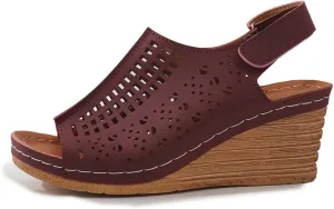 Womens Sandals Platform Wedge Sandals Perforated Slingback Sandal with Arch Support Open Toe Wedge Heel Sandal 2025