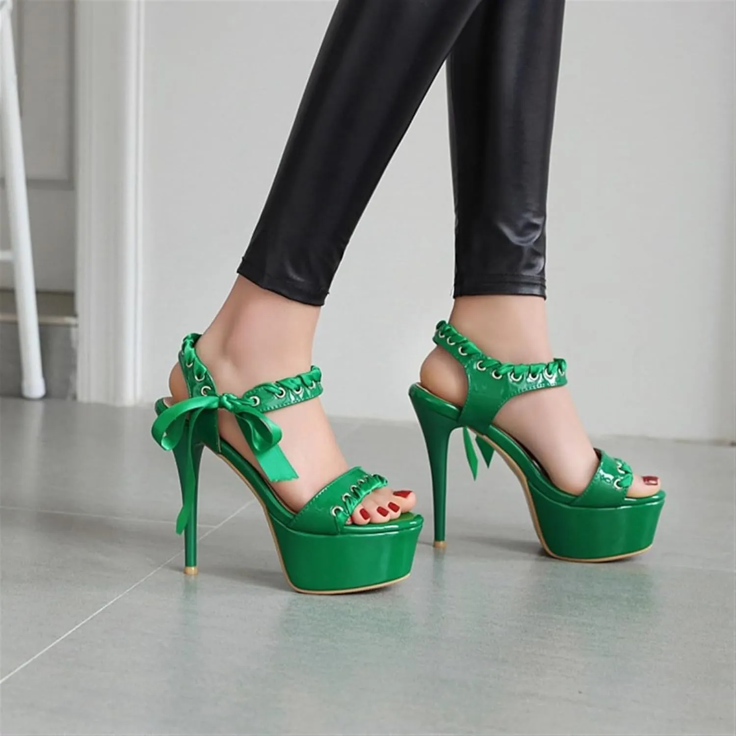 Women's Stiletto Platform High Heels Ankle Strap Open Toe Dress Sexy Sandals