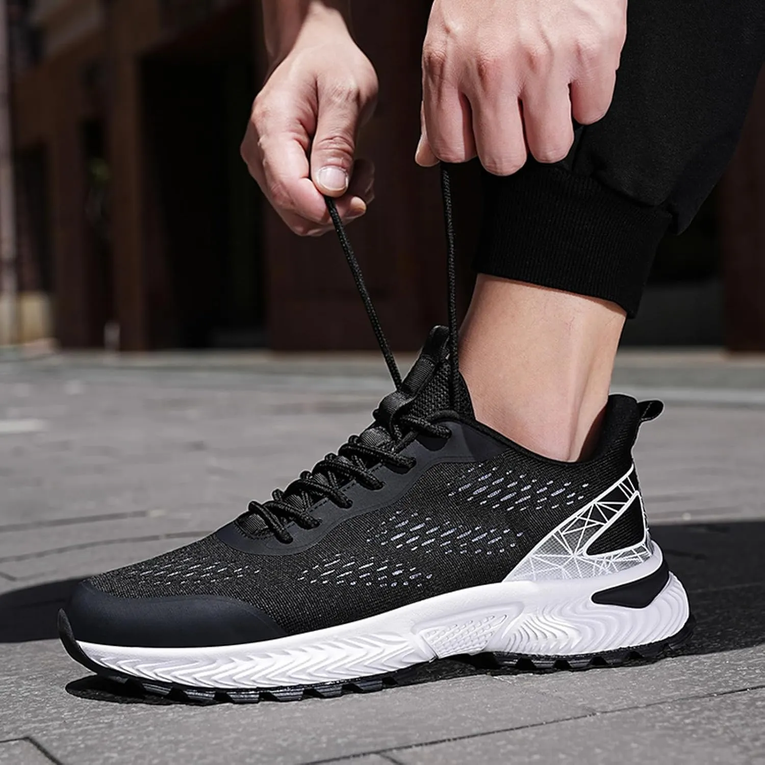 Workout Athletic Sport Shoes for Men Lightweight Sport Gym Jogging Walking Sneaker Elastic Fly Woven Mesh Shoes