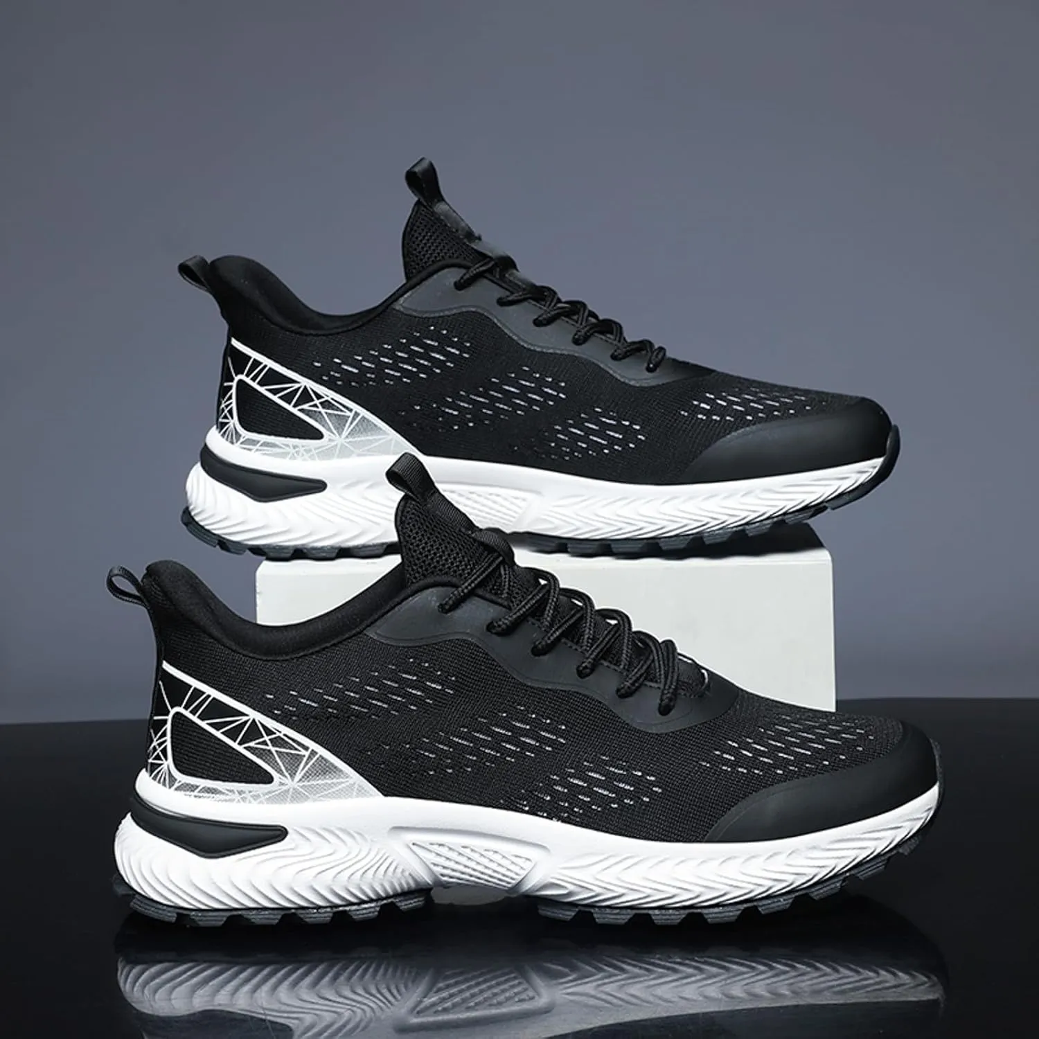 Workout Athletic Sport Shoes for Men Lightweight Sport Gym Jogging Walking Sneaker Elastic Fly Woven Mesh Shoes