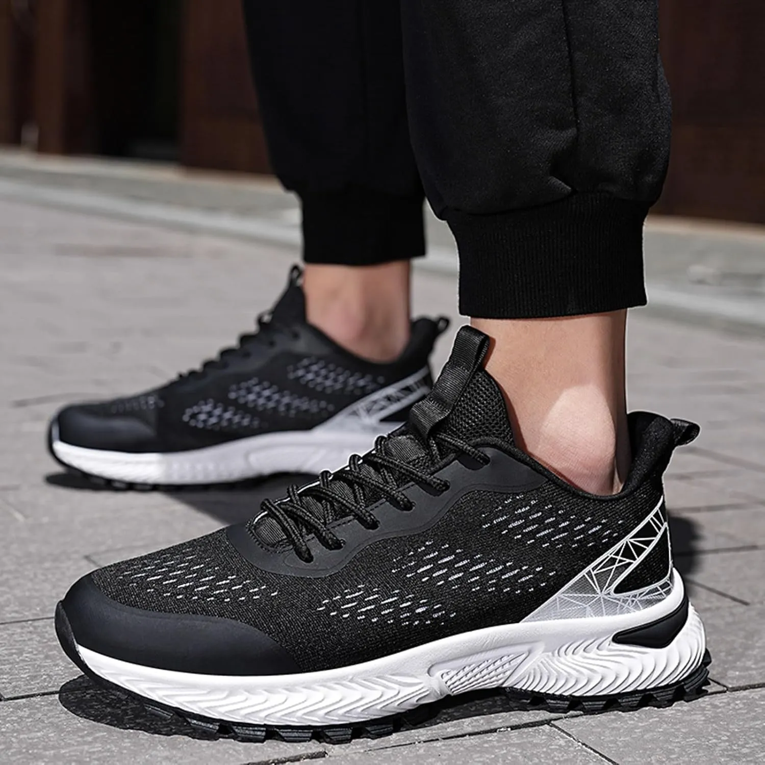 Workout Athletic Sport Shoes for Men Lightweight Sport Gym Jogging Walking Sneaker Elastic Fly Woven Mesh Shoes