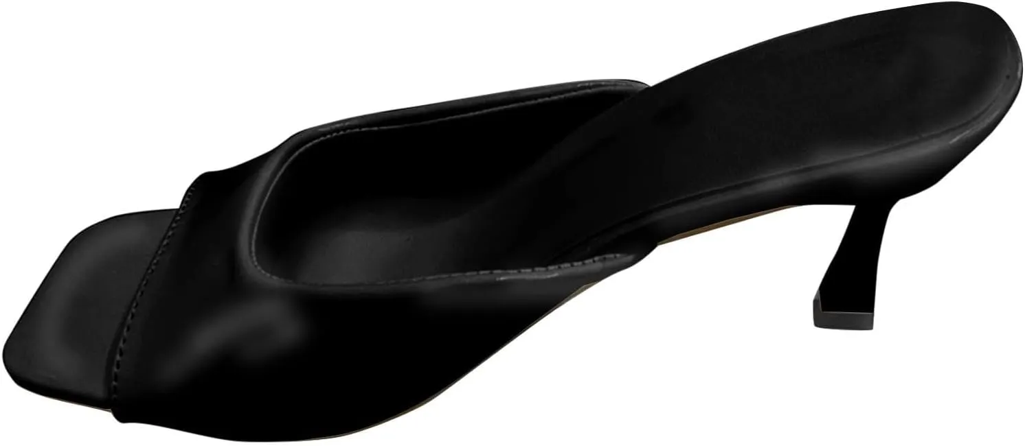 ZSpzx Summer Sandals For Women 2025,Square Open Toe Heels Sandals Low Block Stiletto Heeled Sandal Slip on Mules Comfortable Casual Dress Sexy Shoes for Women Dressy Slides Slippers for Party Wedding